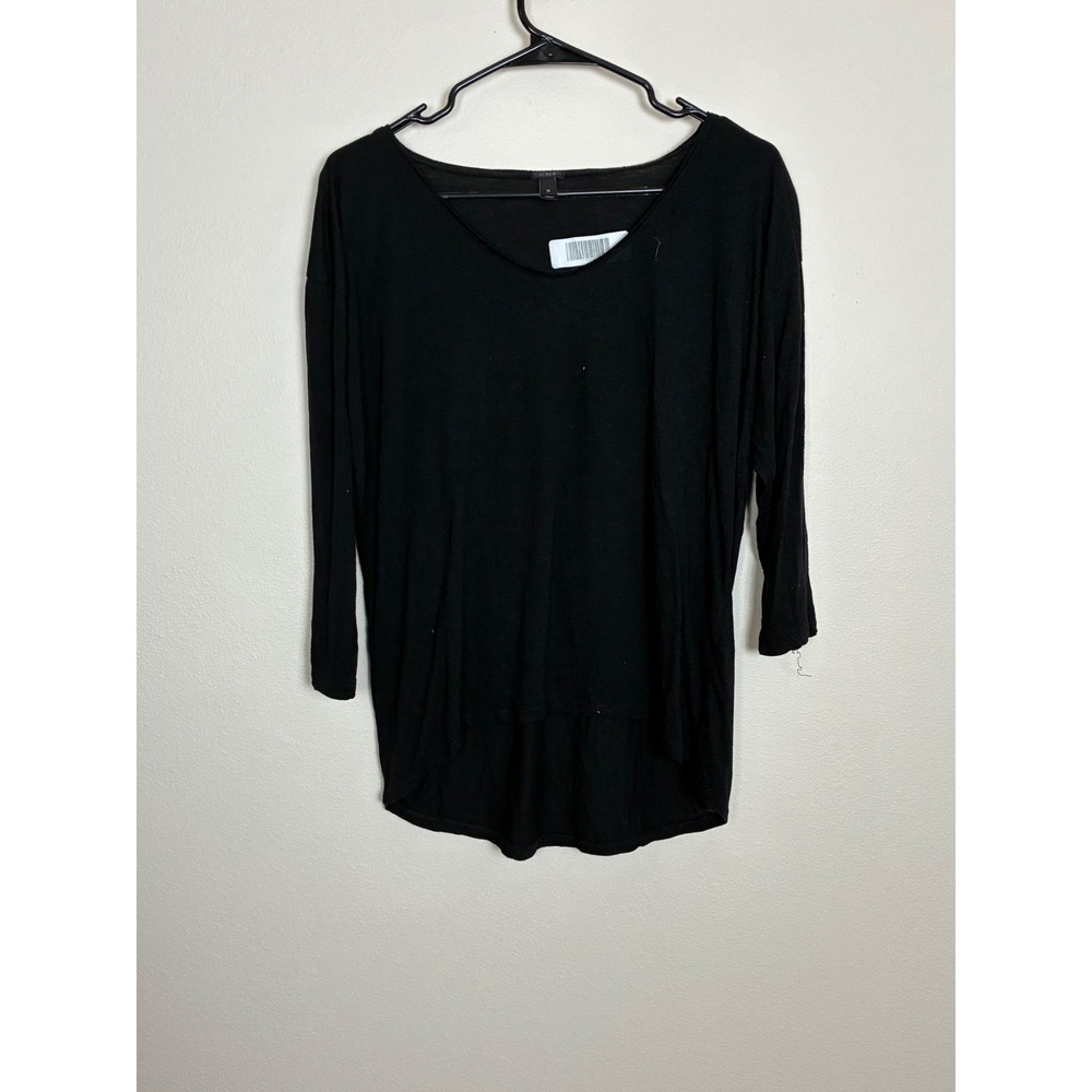 J.Crew Womens Black Scoop Neck High-Low Long Sleeve T-Shirt Size M (J5)